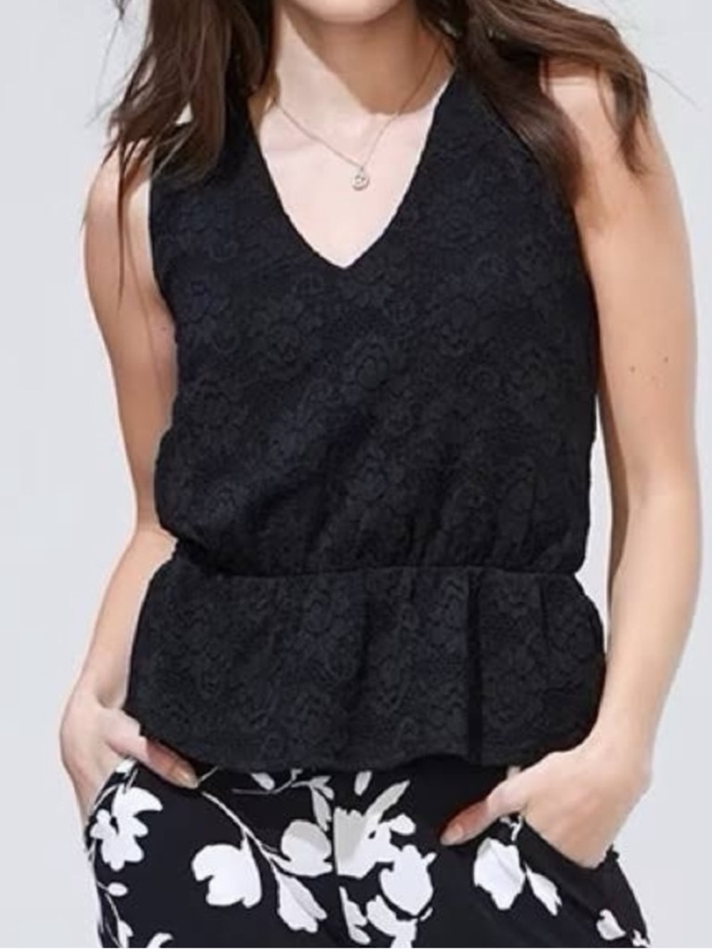 Lace peplum tank
